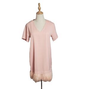 Lea & Viola Pink Dress with Feathers..Please Read